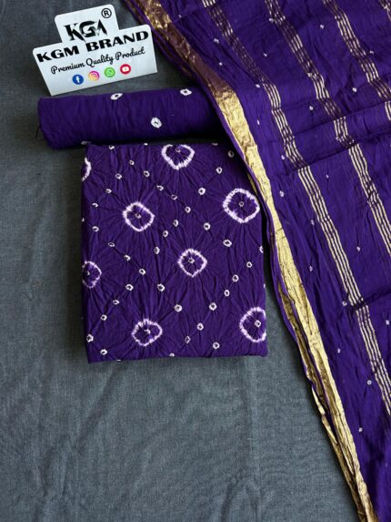 Pure Cotton Hand Bandhej Bandhani Dress Material Top+Bottom+Dupatta - Vibrant Colors Kgm brand