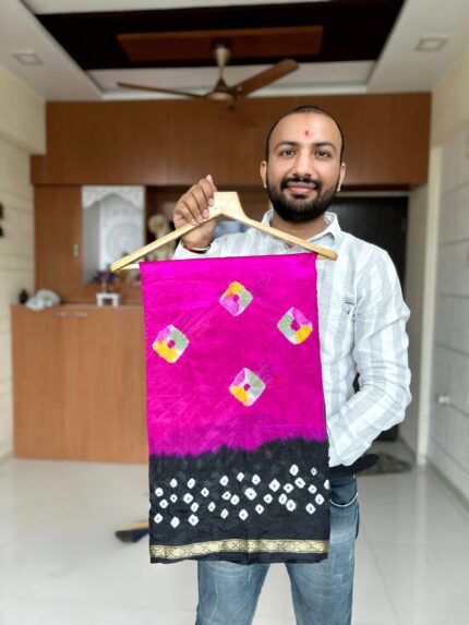 n gulti Original bandhej bandhani silk saree kgmbrand