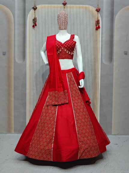 KGM Brand Stitched Cotton Lehenga Choli Set - Ajarakh Embossed Design (6 Meter Flair)