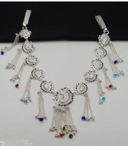 Traditional Oxidized Silver Kamarband with Colorful Beads | Waist Chain kgm brand
