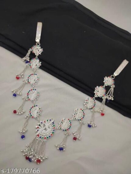 Traditional Oxidized Silver Kamarband with Colorful Beads | Waist Chain kgm brand