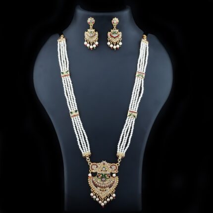 Exquisite Indian Ethnic Gold-Toned Haram Necklace & Earring Set kgm brand