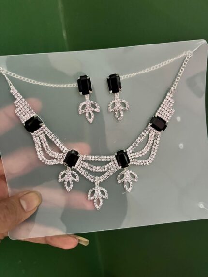 American Diamond & Stone Studded Necklace Set kgm brand