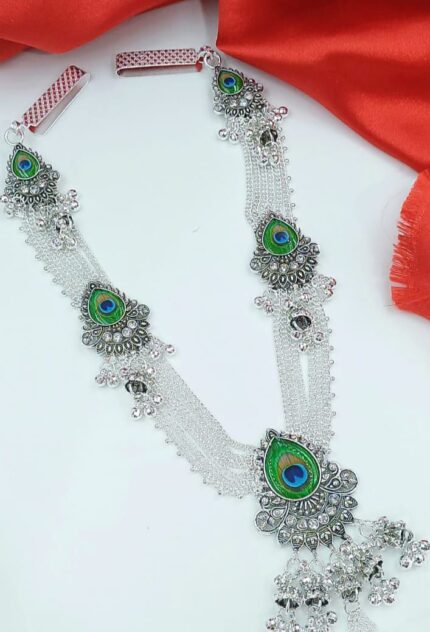 Ethnic Oxidized Silver Peacock Kamarband with Ghungroo Bells kgm brand