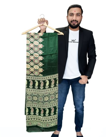 Ethnic Ajrakh Print Soft Silk Saree kgm brand