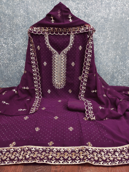 Georgette Salwar Suit with Zari and Diamond Work kgm brand