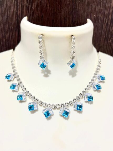 KGM Brand Multi-Color American Diamond & Crystal Necklace Set