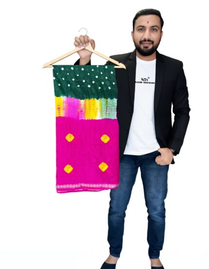 kgm brand Silk Bandhani Saree For Women   Shibori  grey red blue green pink orange