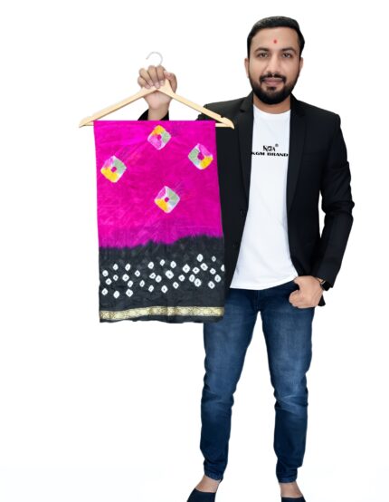 n gulti Original bandhej bandhani silk saree kgmbrand