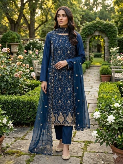 Elegant heavy  santoon dress material with zomato zari work and jalar lace kgm brand