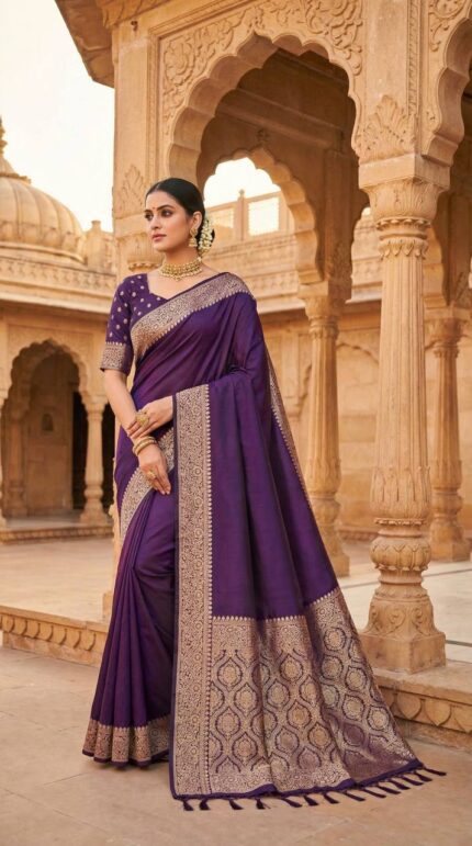 Womens Gala silk saree Rich Pallu with Zari weaved borderb Beautiful Tassels Pallu With Blouse Piece Kgm Brand