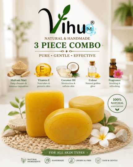 Vihu's Artisan Care Premium Multani Mitti & Vitamin E Soap - 3-Piece Exclusive Combo Set