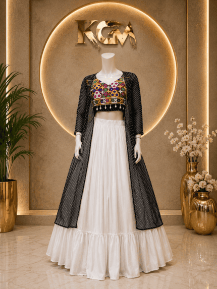 Navratri Chaniya Choli for Women | Mirror and Kachchi Work Garba Dress | Traditional Gujarati Lehenga Choli