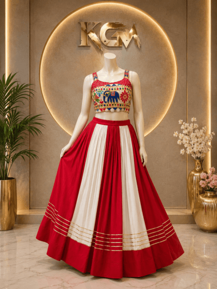 Navratri Chaniya Choli for Women | Gamthi Work Garba Dress | Traditional Gujarati Lehenga Choli Kgm Brand
