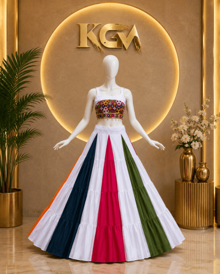 Navratri Chaniya Choli for Women | Mirror and Embroidery with Gamthi Work Garba Dress | Gujarati Lehenga Choli