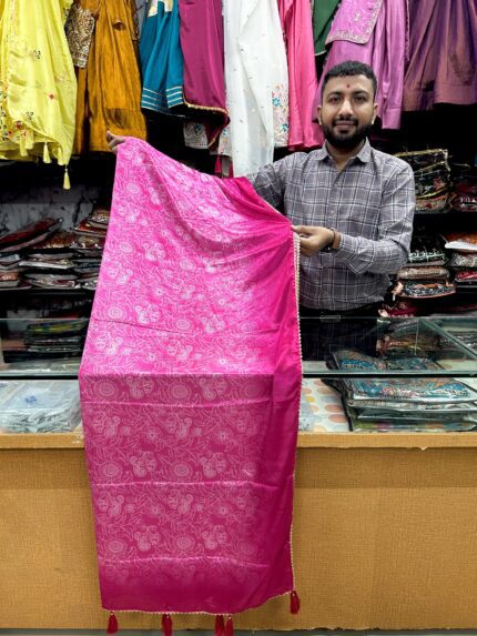 Soft Silk Printed Dupatta Pink KGM Brand