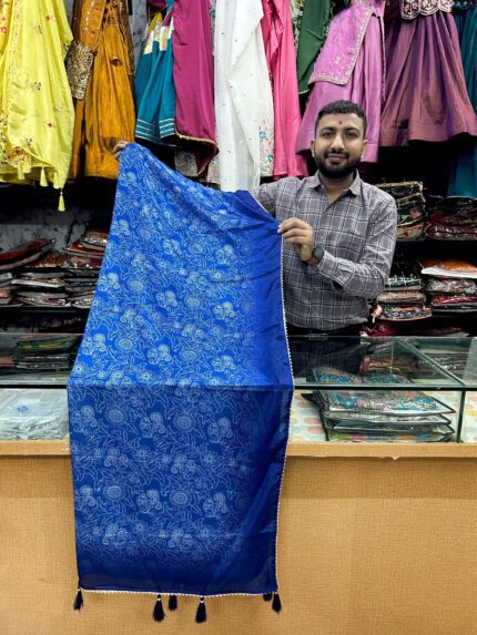 Soft Silk Printed Dupatta Royal Blue KGM Brand