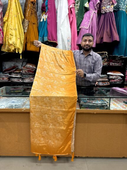 Soft Silk Printed Dupatta Mustard Yellow KGM Brand