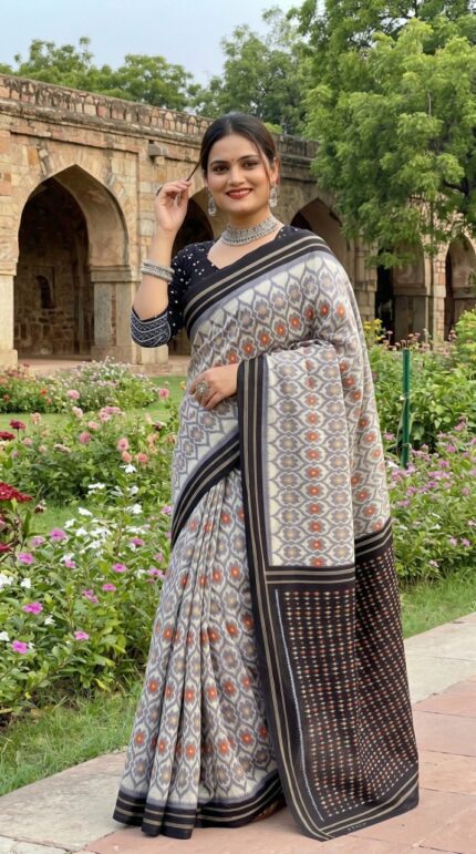 Office Wear Saree For Women Mulmul Cotton Print Saree With Blouse Piece Kgm Brand