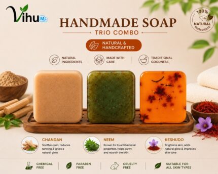 Daily Use Handmade Soap | Sandalwood, Neem And Kesudo Natural Bath Soap Combo 3